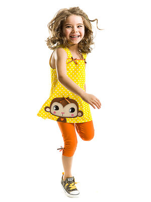 Sarı Maymuncuk Kız Çocuk Tunik Tayt Takım