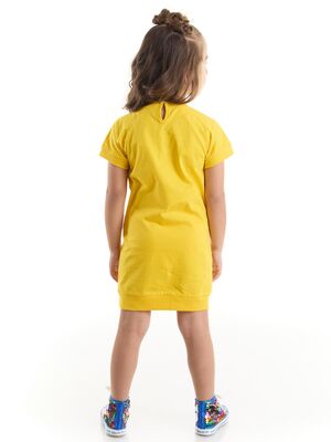 Sarı Tilki Çiçekli Kız Çocuk Sarı Elbise