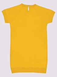 Sarı Tilki Çiçekli Kız Çocuk Sarı Elbise - Thumbnail