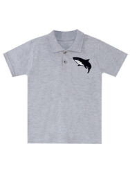 Shark Embroideried Pique Polo Shirt&Twill Shorts Set - Thumbnail