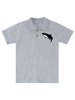 Shark Embroideried Pique Polo Shirt&Twill Shorts Set