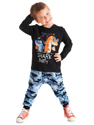 Shark Party Erkek Çocuk T-shirt Pantolon Takım - Thumbnail