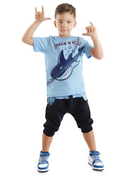 Shark'n Roll Erkek Çocuk T-shirt Kapri Şort Takım - Thumbnail