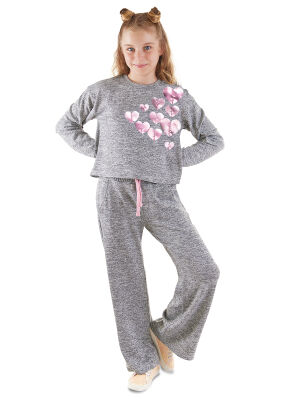 Shinny Hearts Girl Grey Tracksuit - 1