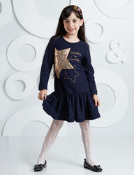 Shinny Star Navy Girl Knit Dress - 1