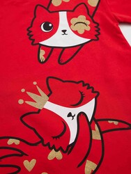Shiny Cats Girl Red Dress - Thumbnail