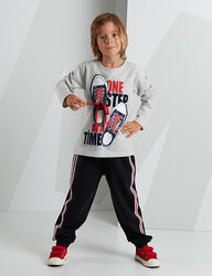 Shoes White/Navy Boy Pants Set - 1