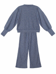 Silver Cat Girl Knitted Navy Blue Tracksuit - 4