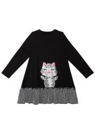 Silver Leopard Girl Black Dress - 3