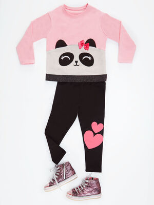Silver Panda Sweatshirt+Leggings Set