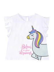 Sim Unicorn Kız Çocuk T-Shirt Poplin Şort Takım - Thumbnail