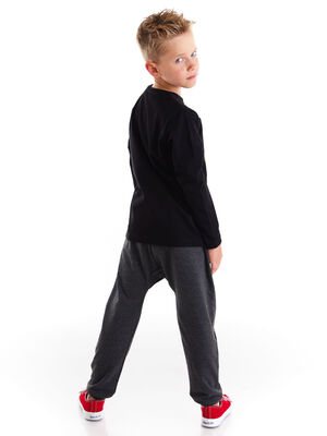 Siyah Kaykay Erkek Çocuk T-shirt Pantolon Takım