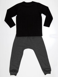 Siyah Kaykay Erkek Çocuk T-shirt Pantolon Takım - Thumbnail