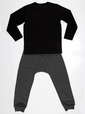 Siyah Kaykay Erkek Çocuk T-shirt Pantolon Takım