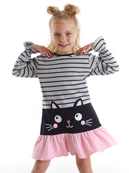 Siyah Kedi Kız Çocuk Elbise - Thumbnail