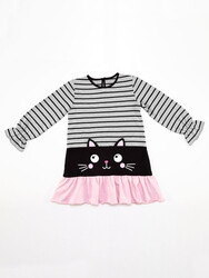 Siyah Kedi Kız Çocuk Elbise - Thumbnail