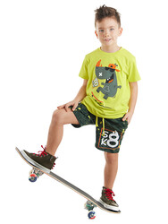 Skater Hippo Boy T-shirt&Shorts Set - Thumbnail