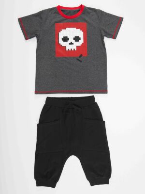 Skull Erkek Çocuk T-shirt Kapri Şort Takım - 3