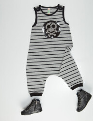 Skull Striped Boy Overall - 3