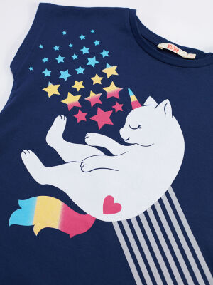 Star Cat Kız Çocuk T-shirt Tayt Takım - 5