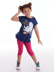 Star Cat Kız Çocuk T-shirt Tayt Takım - Thumbnail