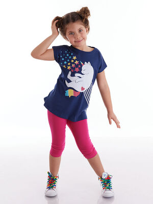 Star Cat Kız Çocuk T-shirt Tayt Takım
