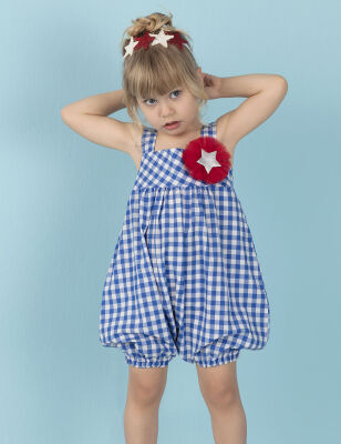 Star Plaid Girl Romper - 1