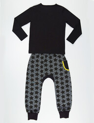 Star Rock Grey Black Boy Pants Set - Thumbnail