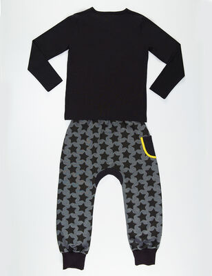 Star Rock Grey Black Boy Pants Set