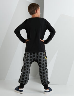 Star Rock Grey Black Boy Pants Set - 2