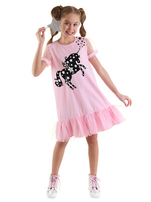 Stars&Unicorn Girl Pink Tulle Dress - 1