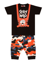 Stay Wild Erkek Çocuk Yazlık T-Shirt Kapri Şort Takım - 3