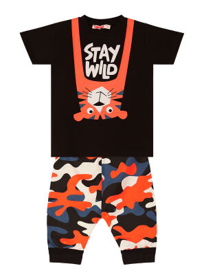 Stay Wild Erkek Çocuk Yazlık T-Shirt Kapri Şort Takım - 3