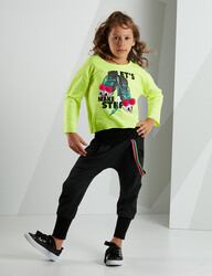 Step Yellow/Black Girl Sweatshirt+Pants Set - 1