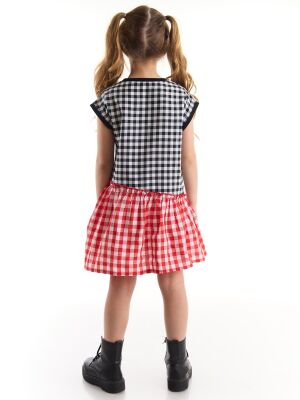 Stickers Plaid Girl Dress - 2