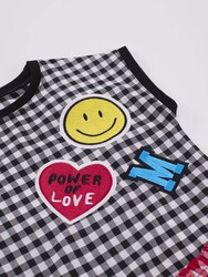 Stickers Plaid Girl Dress - Thumbnail