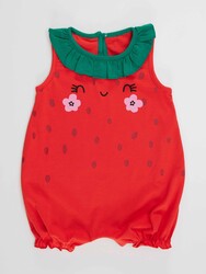 Strawberry Baby Girl Cotton Romper - Thumbnail