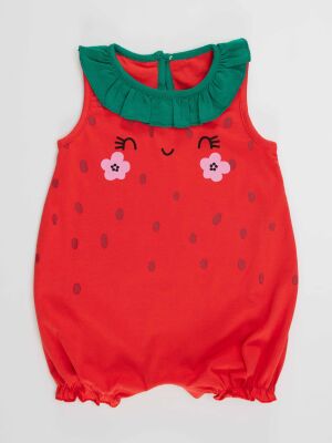 Strawberry Baby Girl Cotton Romper - 3