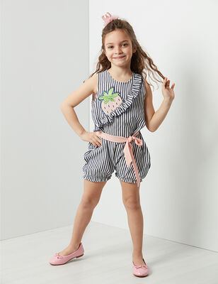 Strawberry Striped Balloon Jumpsuit - 1