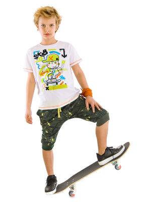 Street Skate Boy T-shirt&Capri Pants Set - 1