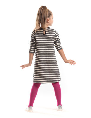 Striped Dark Grey Girl Dress - 2