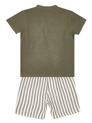 Striped Muslin Boy Shirt&Shorts Set - 4