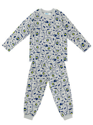 Super Dino Baby Boy Grey Pyjamas Set - 1