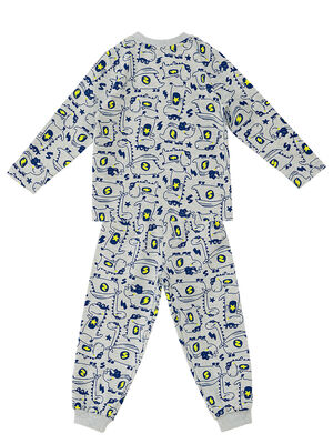 Super Dino Baby Boy Grey Pyjamas Set - 2