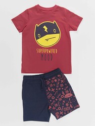 Süper Güçlü Erkek Çocuk T-shirt Şort Takım - Thumbnail