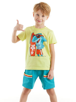 Surfer Shark Erkek Çocuk T-shirt Şort Takım