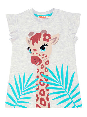Süslü Zürafa Kız Çocuk T-Shirt Tayt Takım