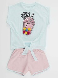 Sweet Milkshake Kız Çocuk T-Shirt Şort Takım - Thumbnail