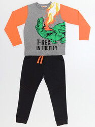 T-rex Dinozor Erkek Çocuk T-shirt Pantolon Takım - Thumbnail