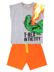 T-Rex Flame T-shirt&Shorts Set - Thumbnail
